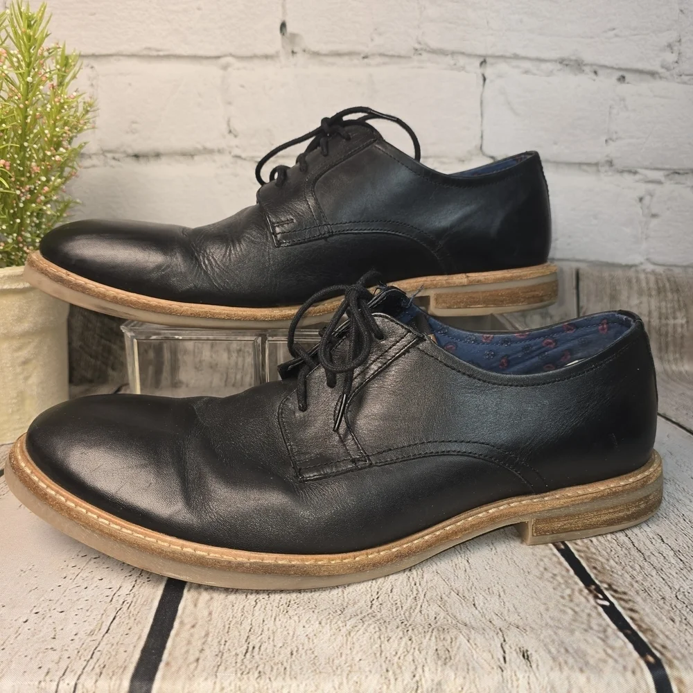 BEN SHERMAN DERBY OXFORDS BLACK LACE UP MENS DRESS CASUAL SHOE SIZE 10